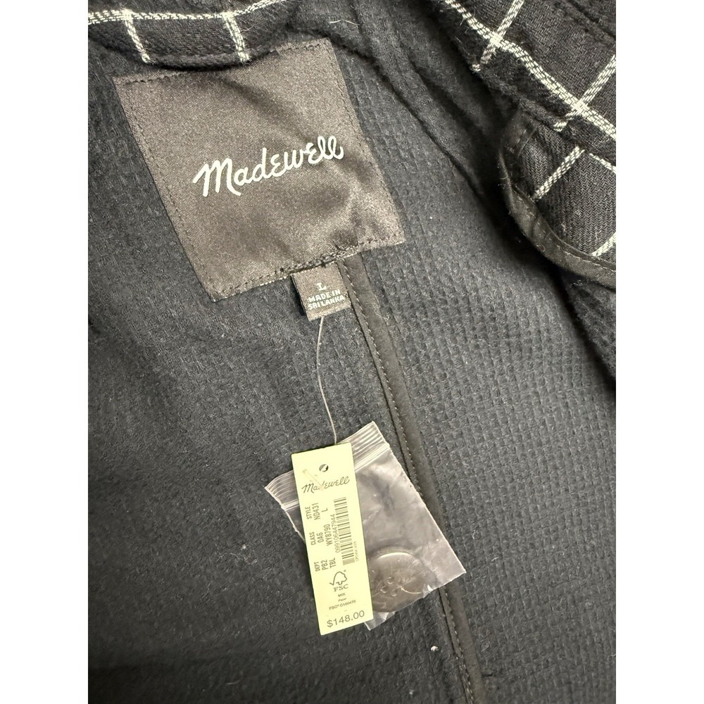 Madewell Waffleback Shaw Blazer Jacket Black White Windowpane Plaid NWT Sz L - Picture 8 of 15